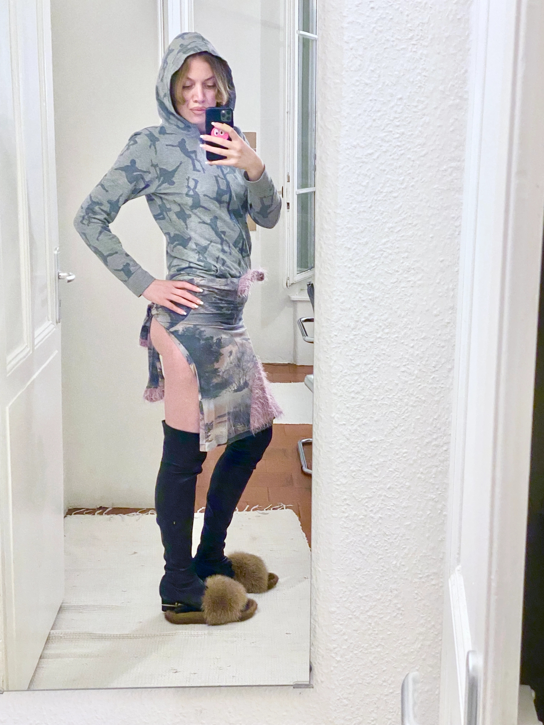 Jackets OVS, Skirt & Sandals no brand, Boots Dior