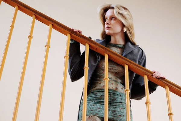 Left to right: Katya in Top & Tights Tweo, Jacket Ottolinger, Earrings Camille Surault — Aline in Top ATH, Cardigan YOSHITA 1967, Shorts Vaquera, Earrings Transe Paris


