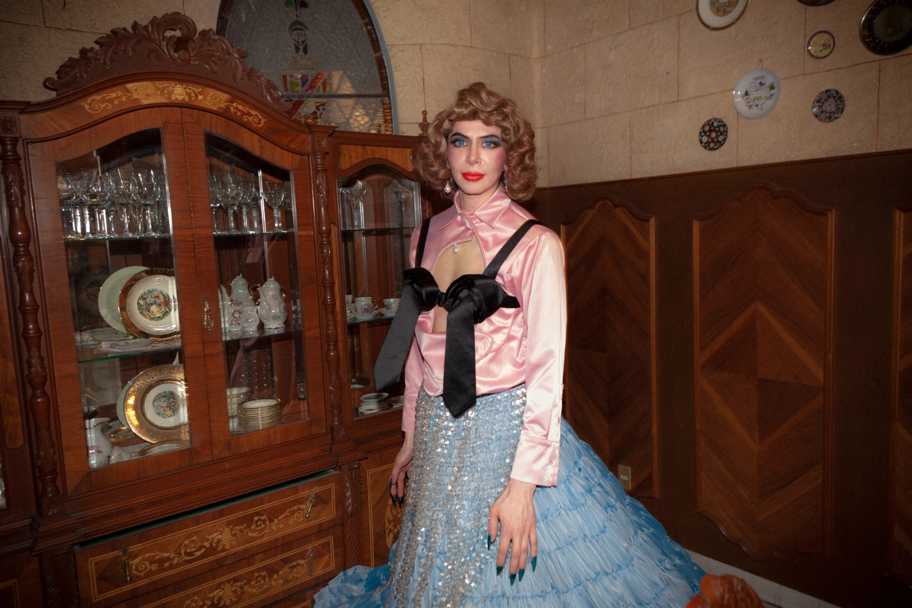 POSSE: Blouse & Tie Top Sánchez-Kane / Skirt Carlos Pineda / Candle Skirt Gabrielle Venguer / Necklace, Earring Left LOLŌ / Earring Right Iconique