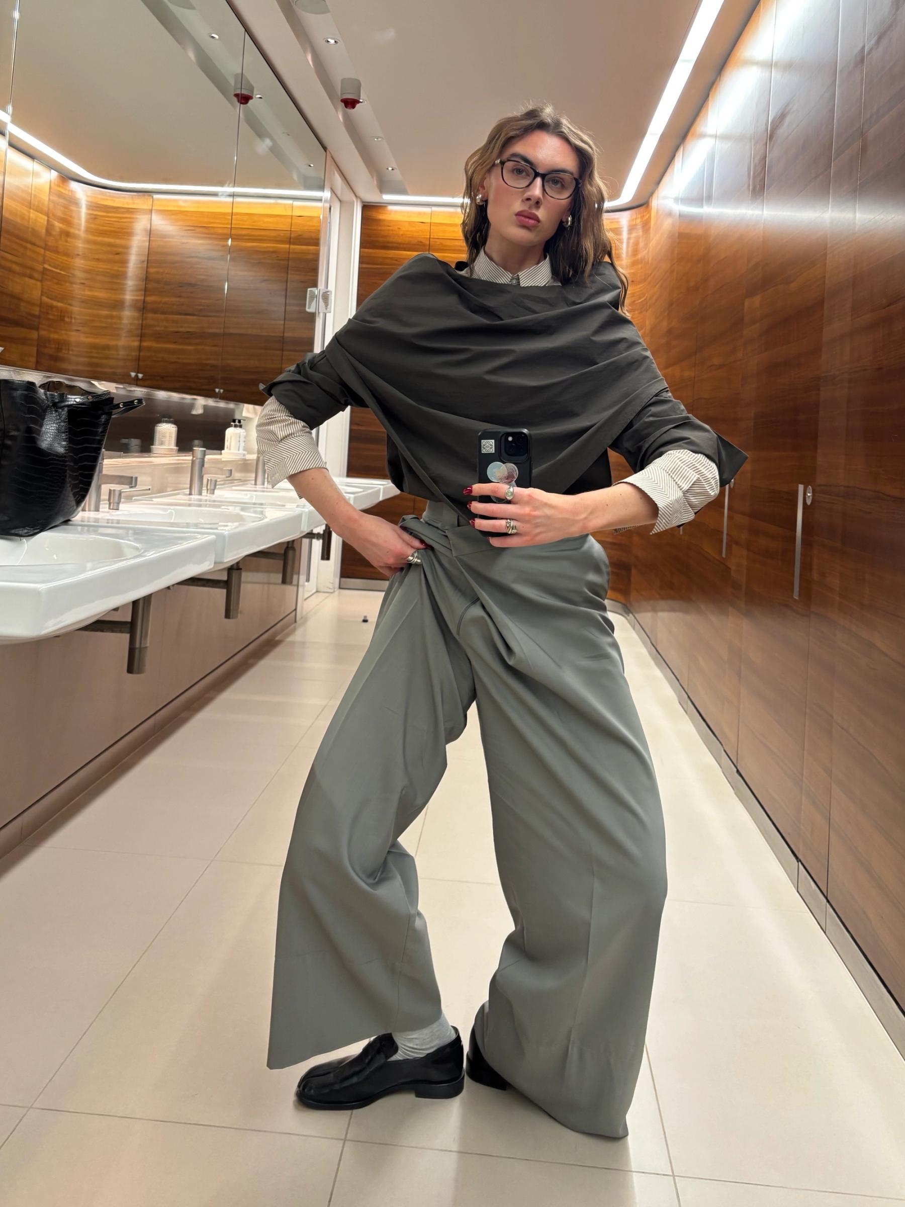 Cape shirt & Trousers Zara, Shoes Margiela, Shirt Vinted, Glasses Versace