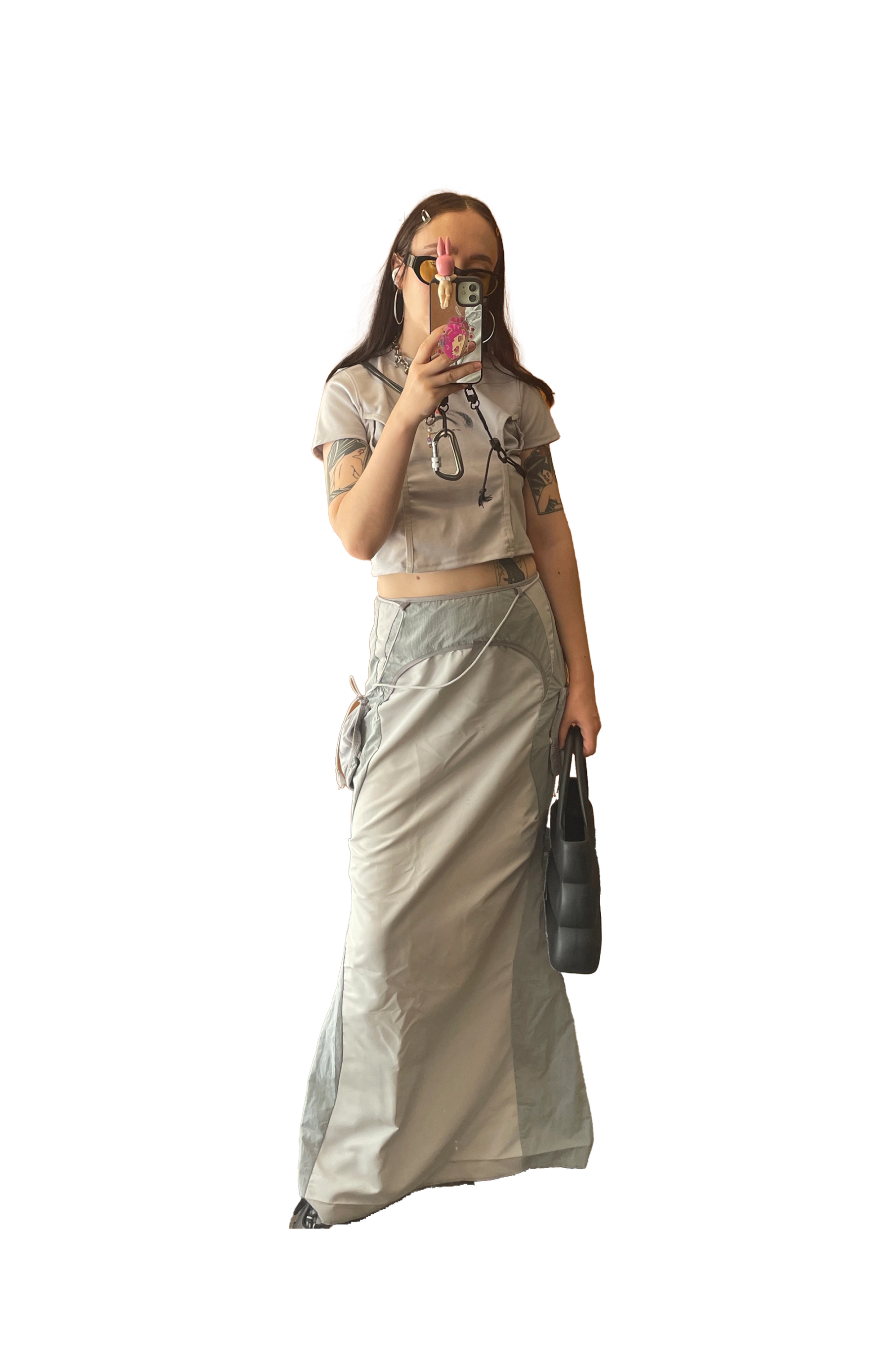 Skirt Ojos 오호스, Top unknown shop in Seoul, Bag Melissa