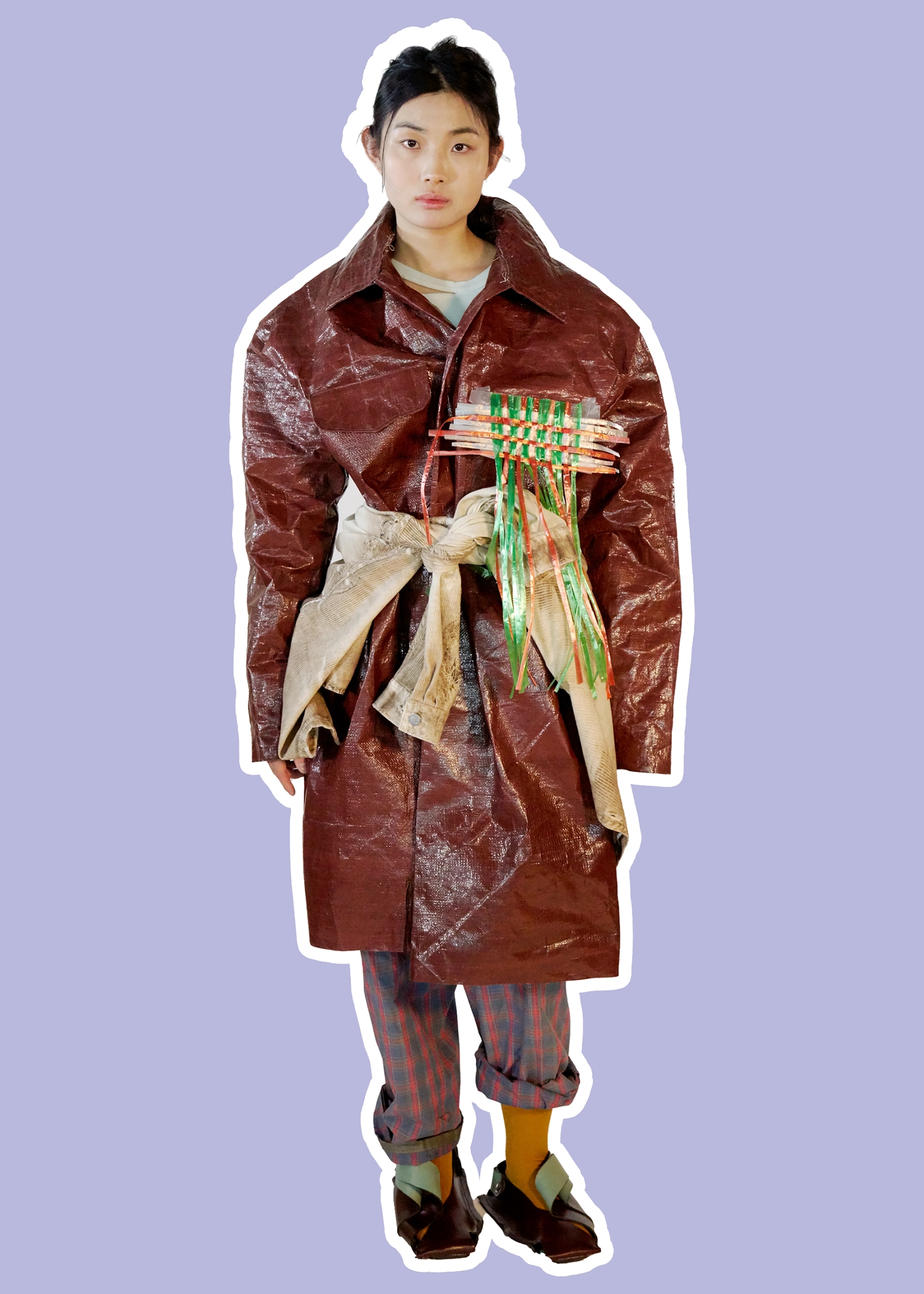 Liu Lu in Tank Top & Shirt worn on top of the coat Camper, Coat, Trousers & Tights Jessica Lin, Shoes Tamara Khachatryan




