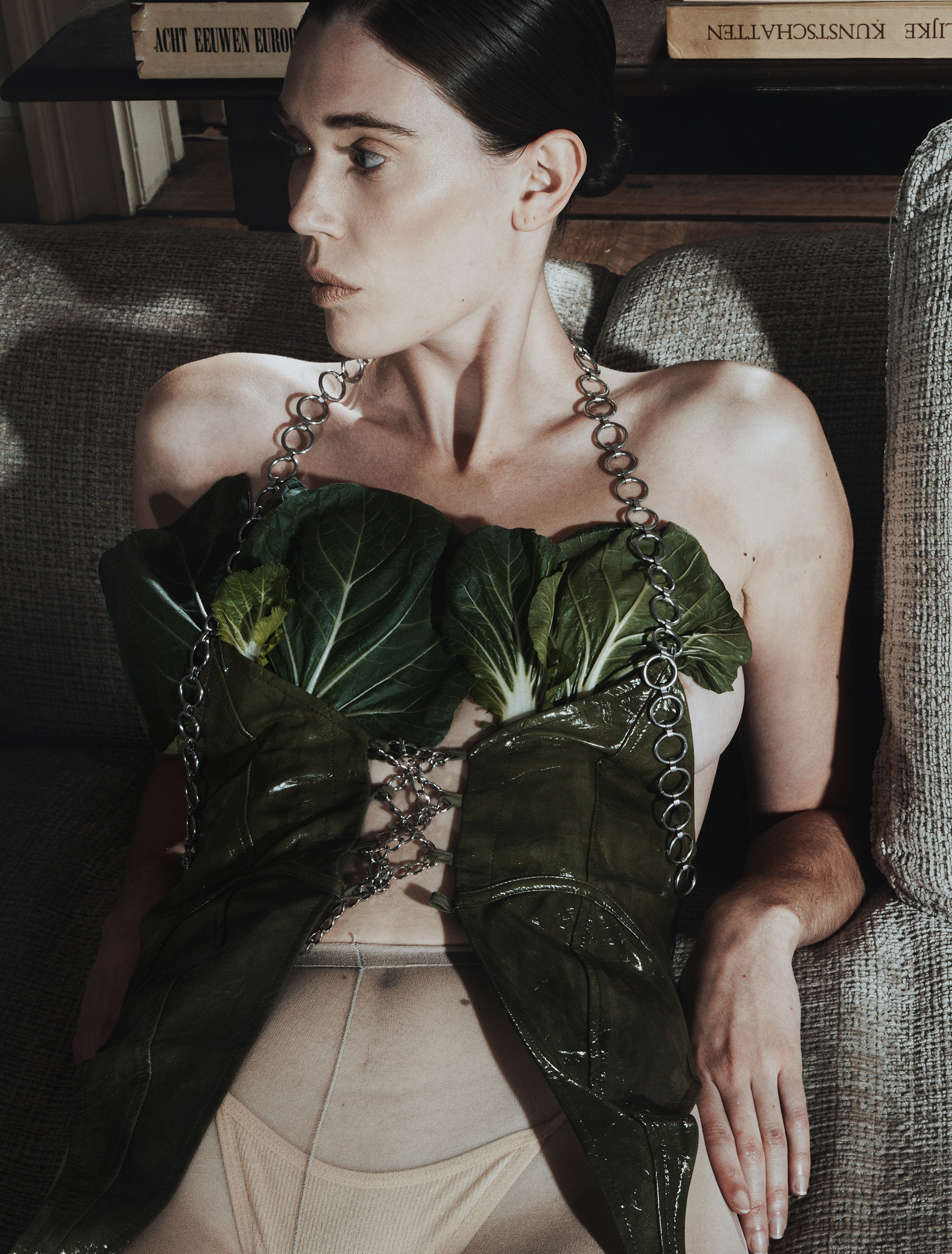 Corset handmade from bok choy, Pantie Falke