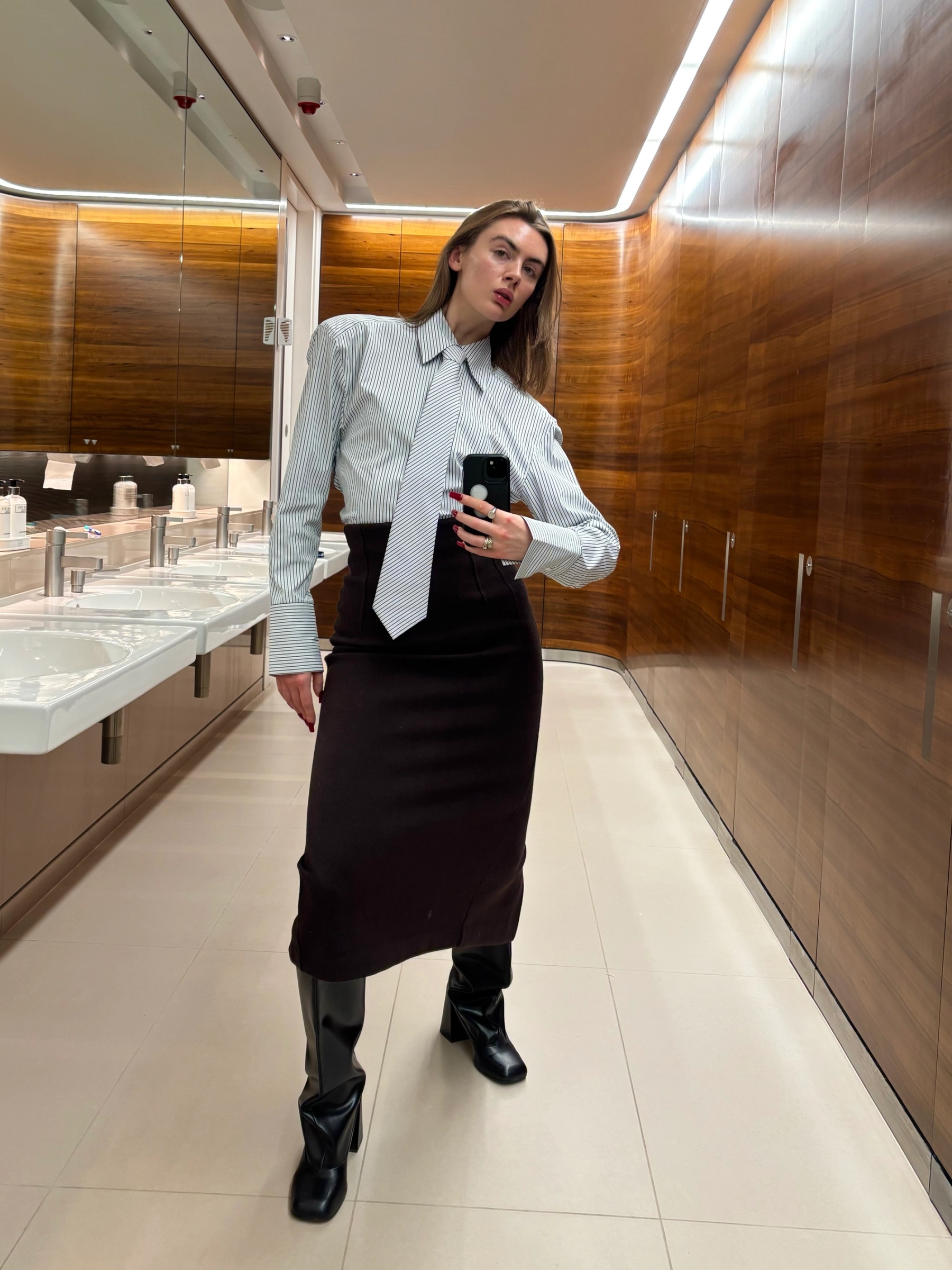 Shirt Asos, Skirt Zara, Boots Charles & Keith