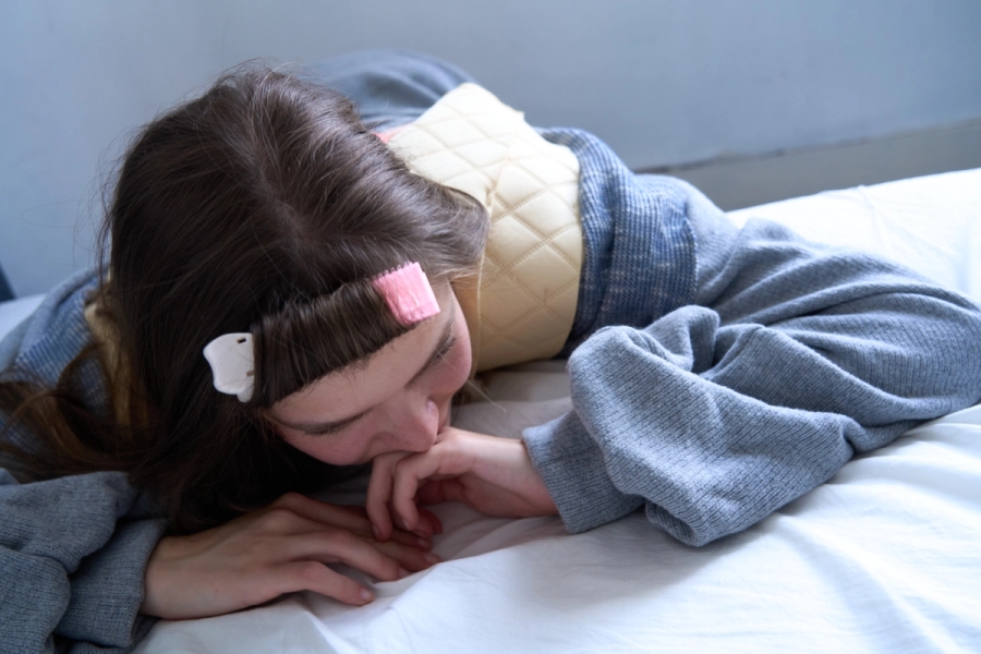 Left to right: Top: Phoebe Pendergast, Socks: Stylist own | Top: Phoebe Pendergast, Cardigan: Phoebe Pendergast 