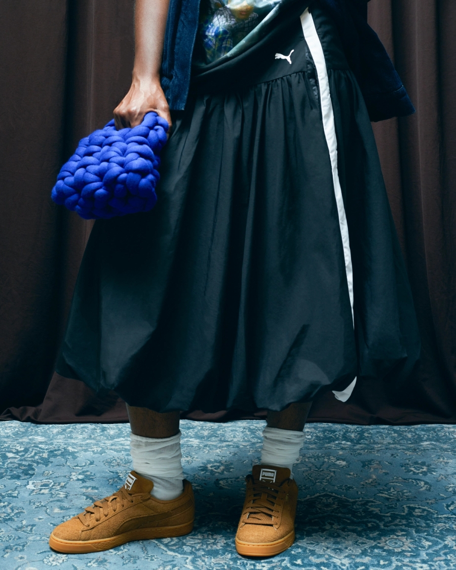 T-shirt, Skirt & Shoes Puma, Jacket Chez Nous, Earrings Goatela, Bag A.G.P, Socks stylist’s own