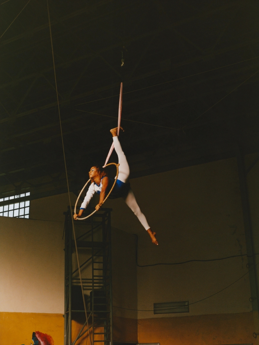 Alejandra Maya De La Honra Rivero perfoms an aerial ring act. 
