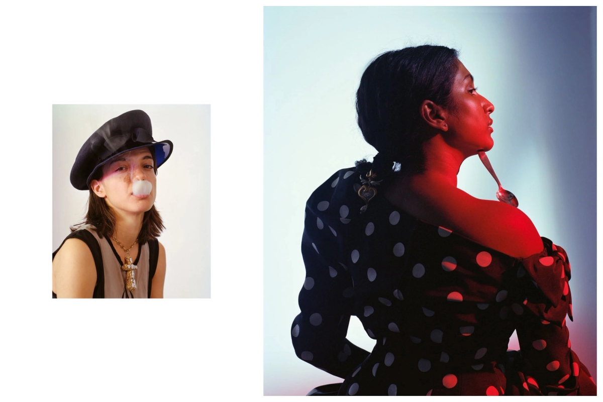 LEFT Daira @ Milk Management, hat Christian Lacroix Archives necklace Salome Perroton in homage to Christian Lacroix

RIGHT Linasha @ Casting Real, asymetrical dress Christian Lacroix Archives Fall/Winter 1991, heart velvet chocker worn as hair band Christian Lacroix Archives