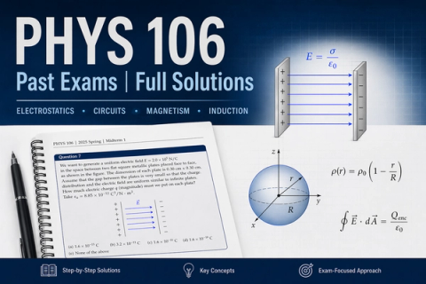 PHYS 106 Çıkmış Sınavları ve Tam Çözümleri (2013-2025)