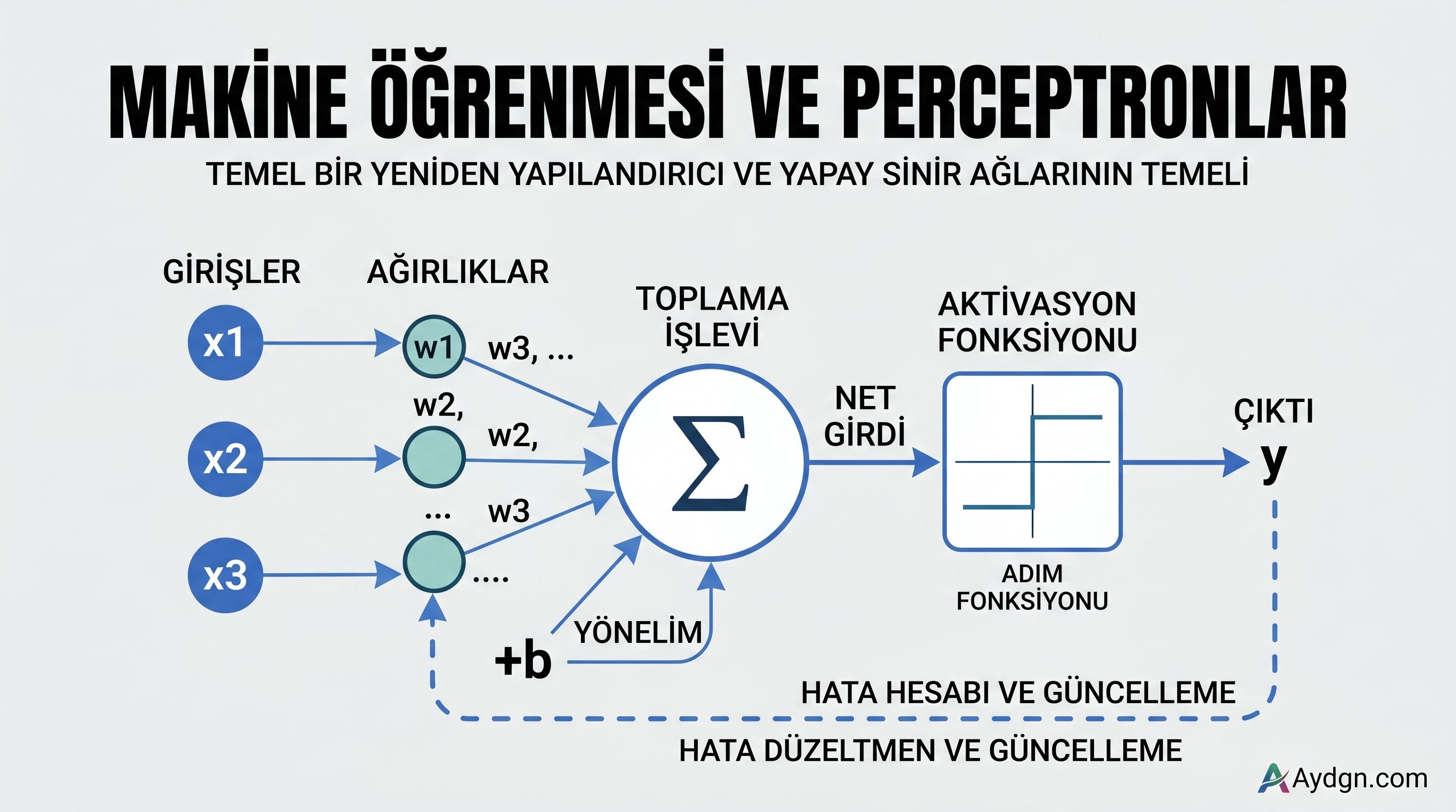 Makine Öğrenmesi ve Perceptron'lar: Temeller, Matematik ve Uygulamalar