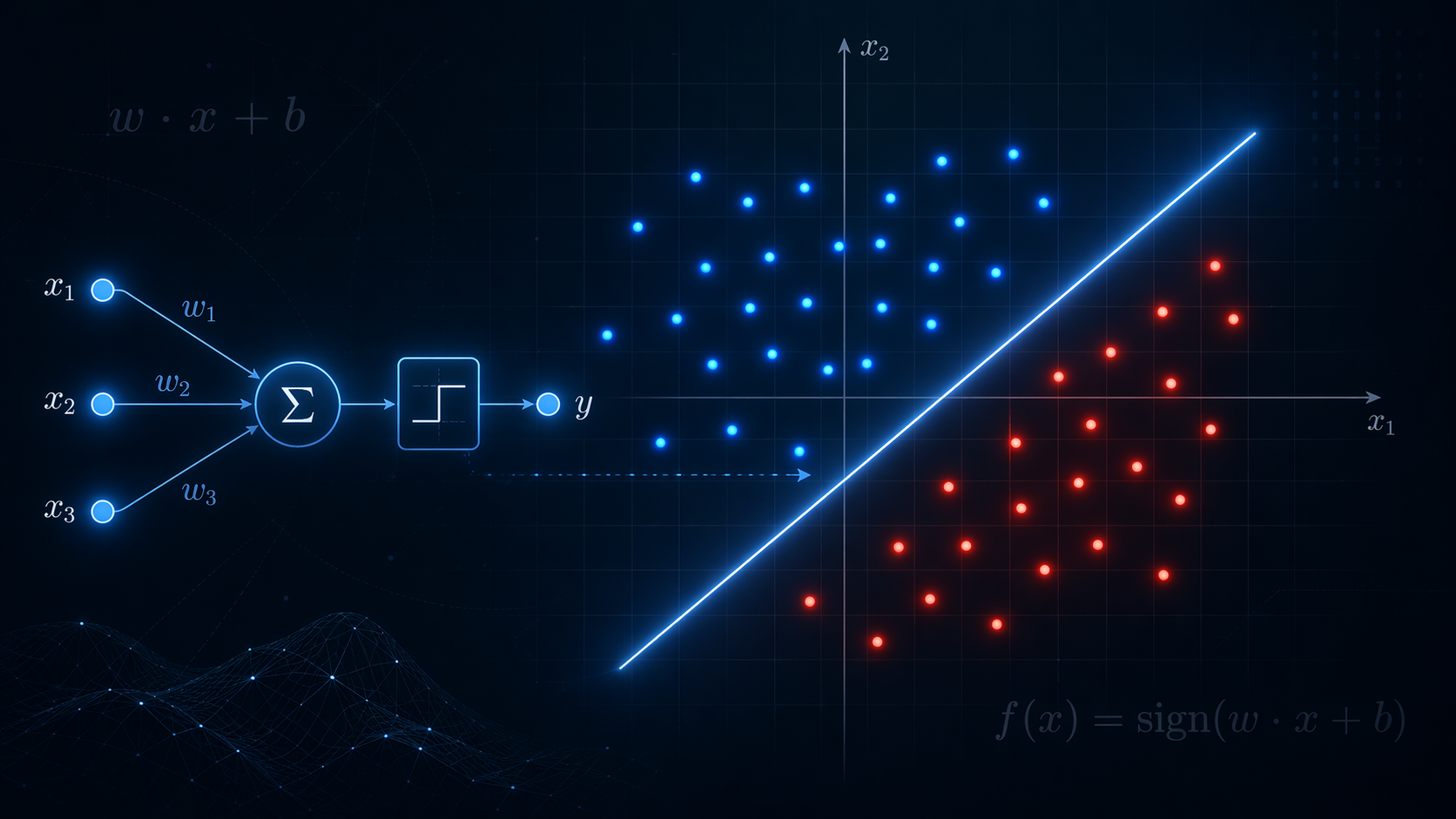 Perceptron sinir hücresi diyagramı — makine öğrenmesi temelleri