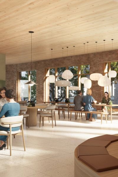 3D rendering av personalrestaurant