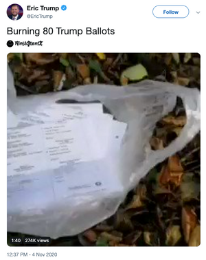 Presidentens sønn, Eric Trump, delte videoen på Twitter.
