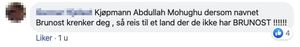 Denne kommentaren er et av de to treffene du får om du søker etter Abdullah Mohughu på Google.