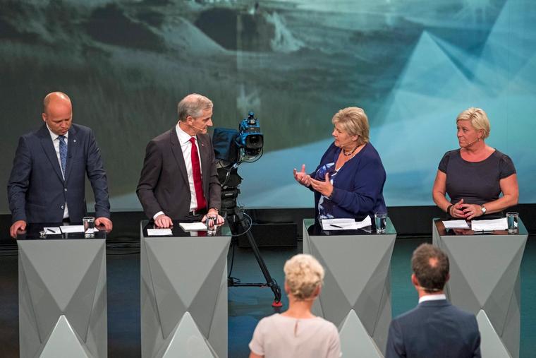 NRKs partilederdebatt i Arendal 14. august 2017.