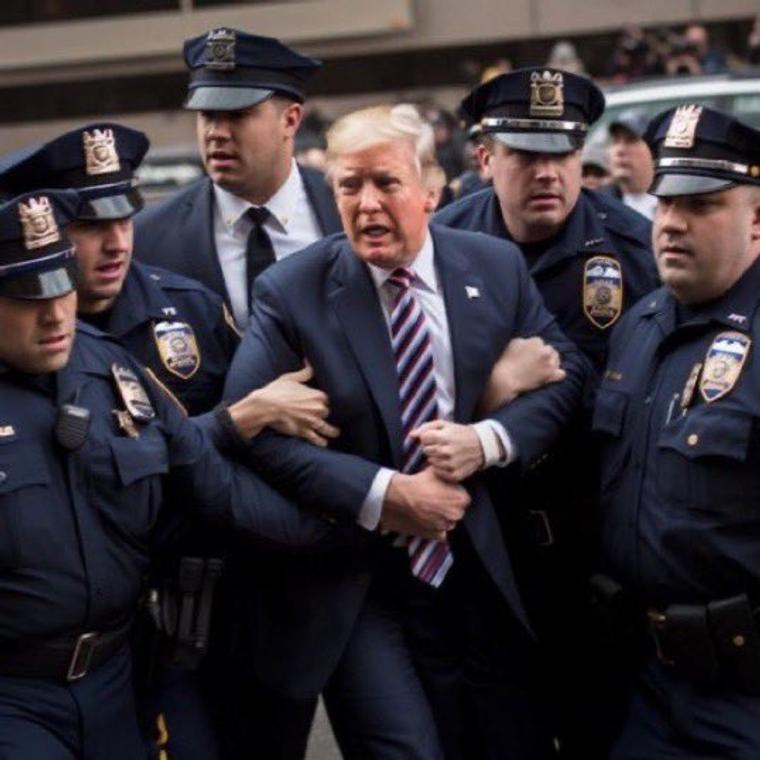 KI-generert bilde der det ser ut som Trump blir arrestert.