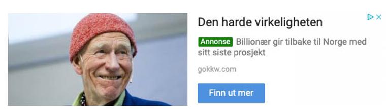 Google-annonse vist på norske nettsider.
