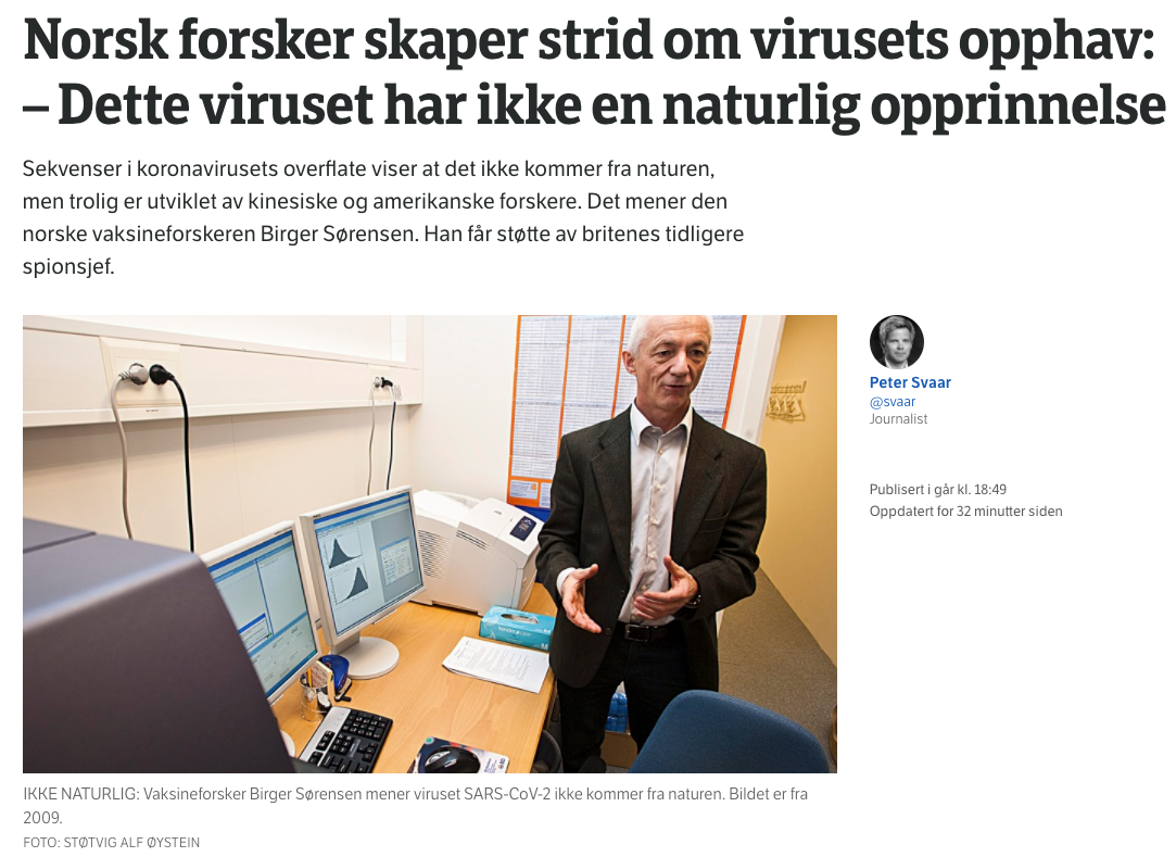 Norsk Forsker Har Ikke Dokumentert At Koronaviruset Ble Skapt I ...