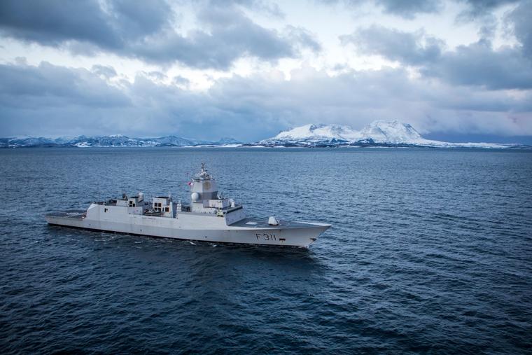 TUNG: Fregatten KNM «Roald Amundsen» under Flotex-øvelsen i 2016
