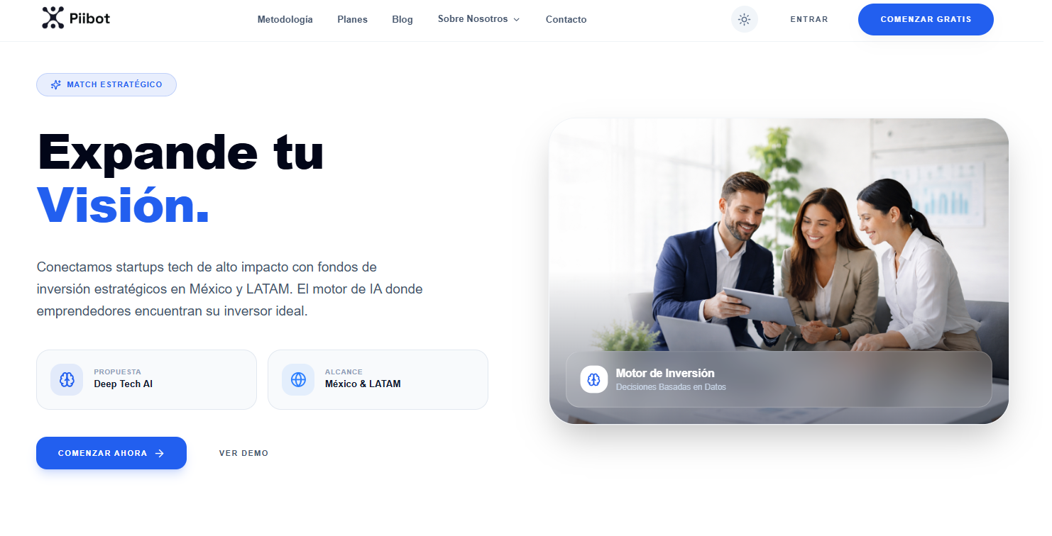 PIIBOT: Matching inteligente que elimina la fricción entre startups y fondos de Venture Capital.