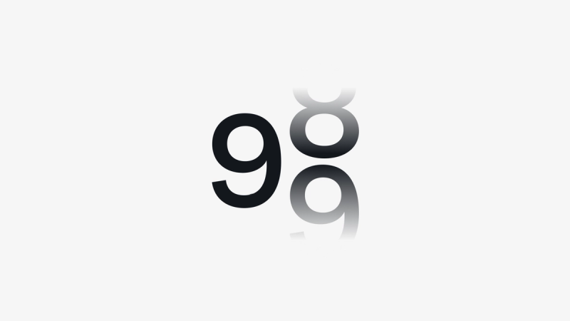 Stylized number counter transitioning from 98 to 99 on a light background.