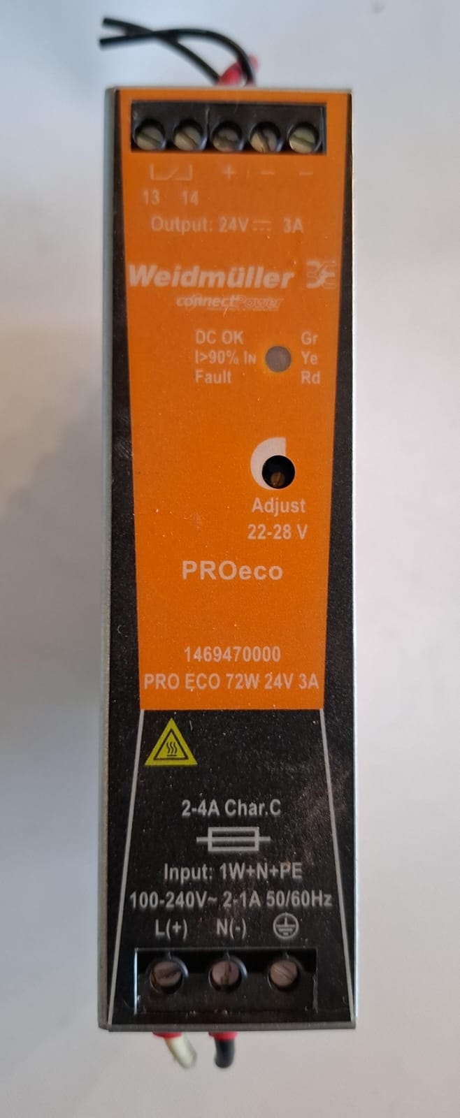 Fonte Weidmüller PRO ECO 72W 24V 3A – Fonte Chaveada para Trilho DIN