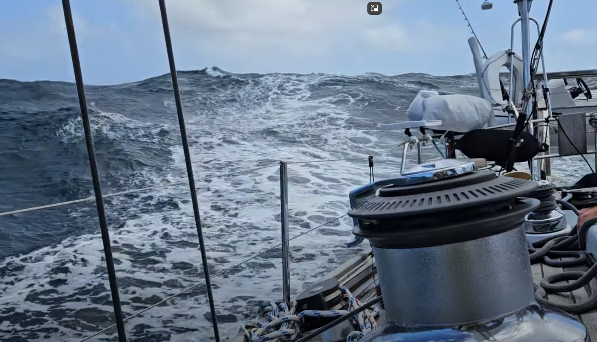 Massive Tasman Sea swell bearing down on Matariki III's stern