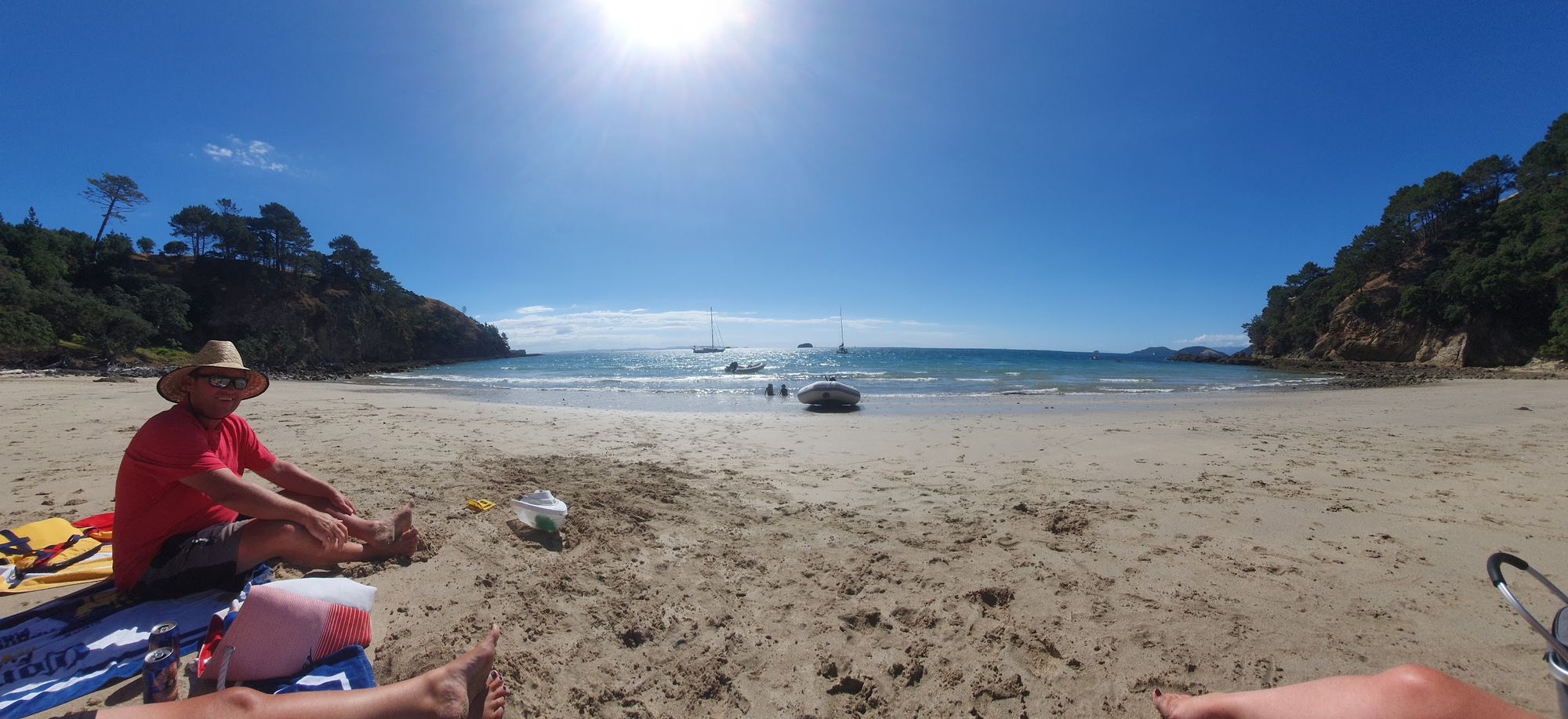Beach day in a sheltered bay