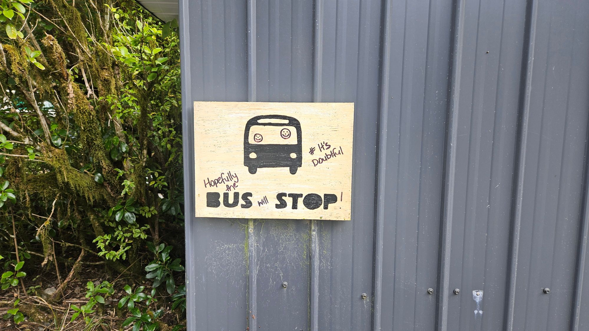The Deep Cove bus stop sign