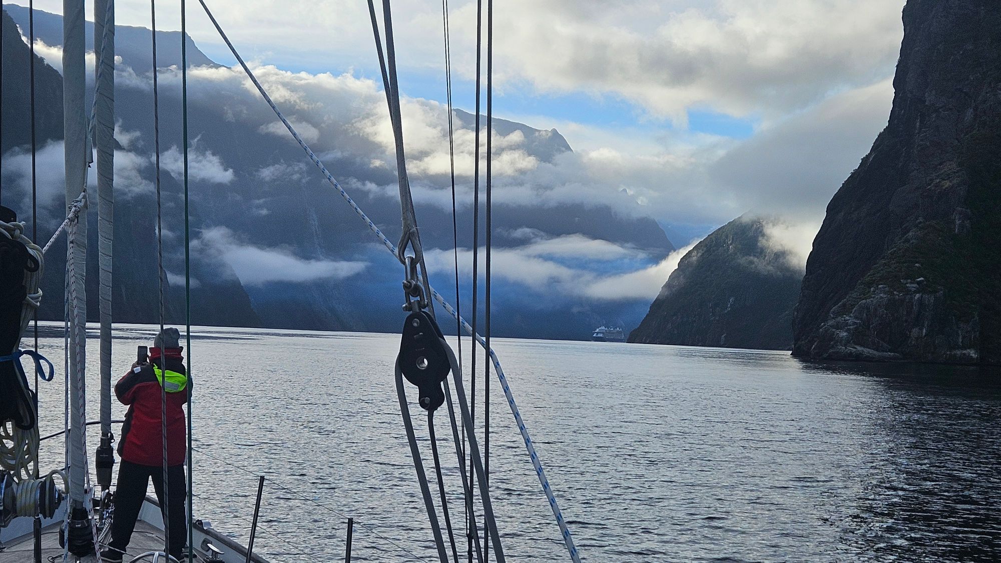 Entering Milford Sound on a calm morning