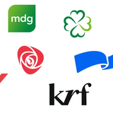 Les logos des 9 plus grands partis politiques norvégiens