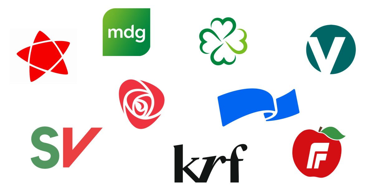 Les logos des 9 plus grands partis politiques norvégiens