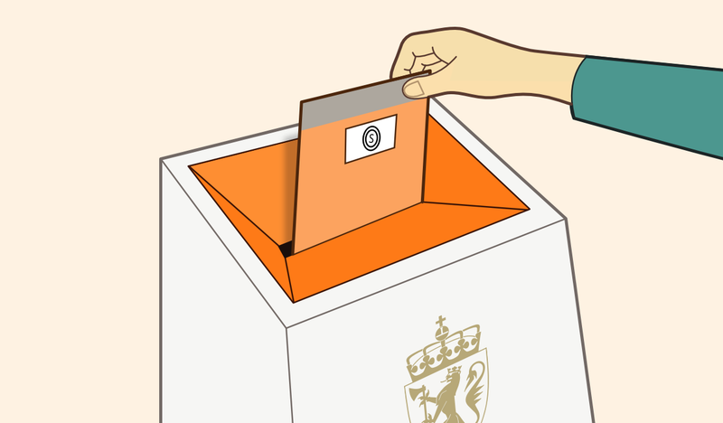 Dessin d'une personne mettant le bulletin dans l'urne