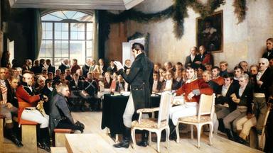 Peinture du moment où la Constitution de la Norvège a été signée