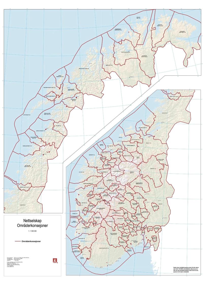 La découpe du territoire par sociétés gestionnaires du réseau de distribution