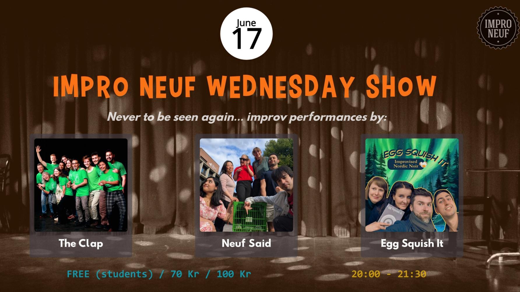 Improv Show in Oslo @ Chateau Neuf - Free for students. Try Improv, free @ 18:00