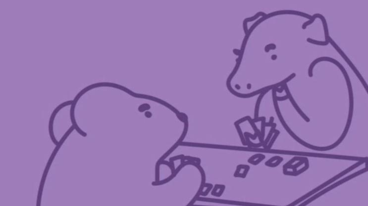 A mouse and pig playing MtG