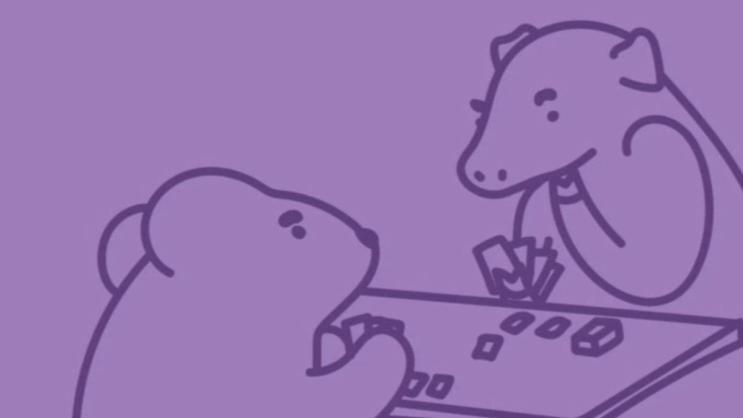 A mouse and pig playing MtG