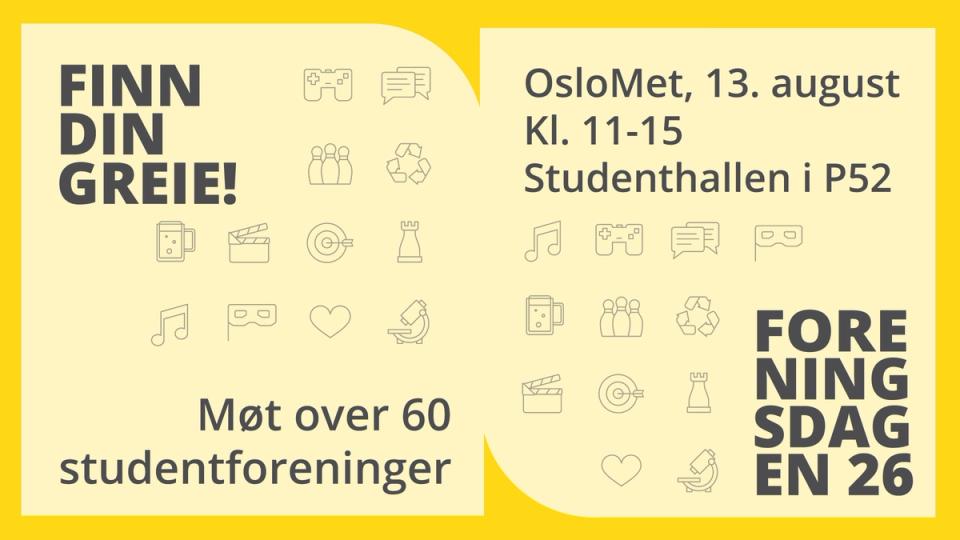 Finn din greie på Foreningsdagen på OsloMet 13. august