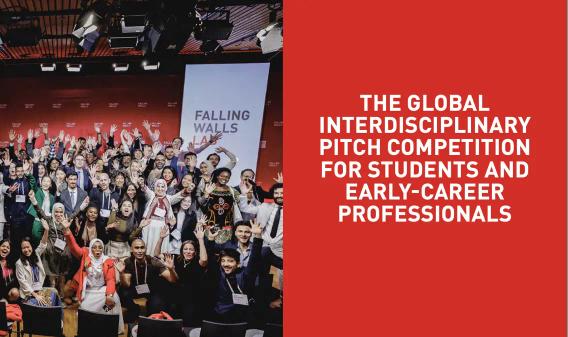 Poster med tekst: The Global interdisciplinary pitch competition for students and early-career professionals 