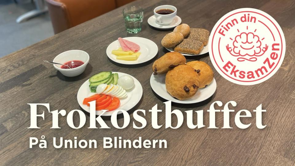 Bilde av mat og kaffe med tekst