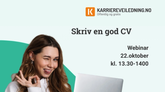 Illustrasjon med foto av person med PC og tekst