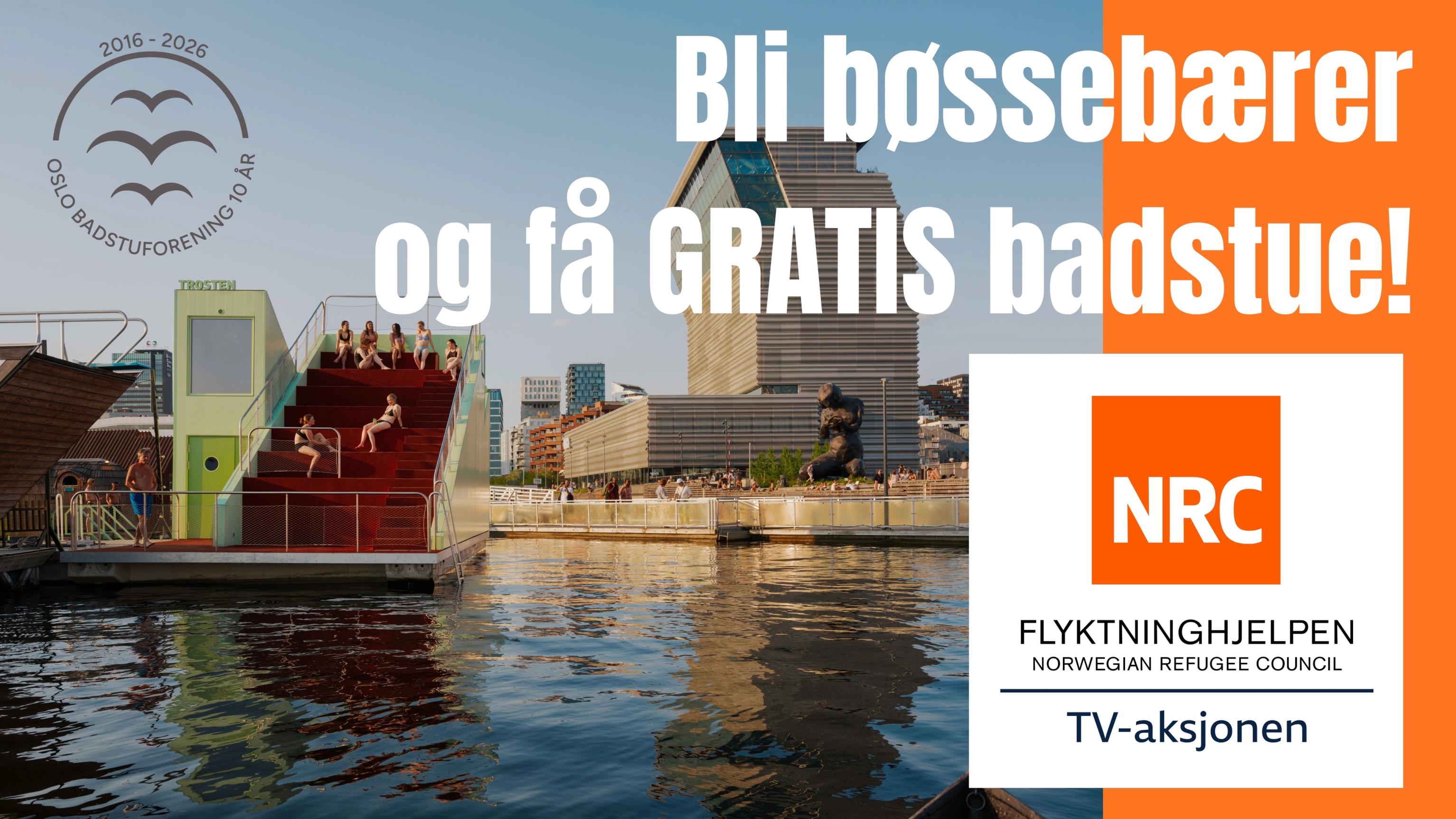 Foto av badstue med tekst og logoer