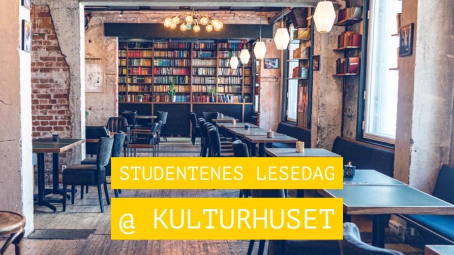Foto av Kulturhuset med tekst