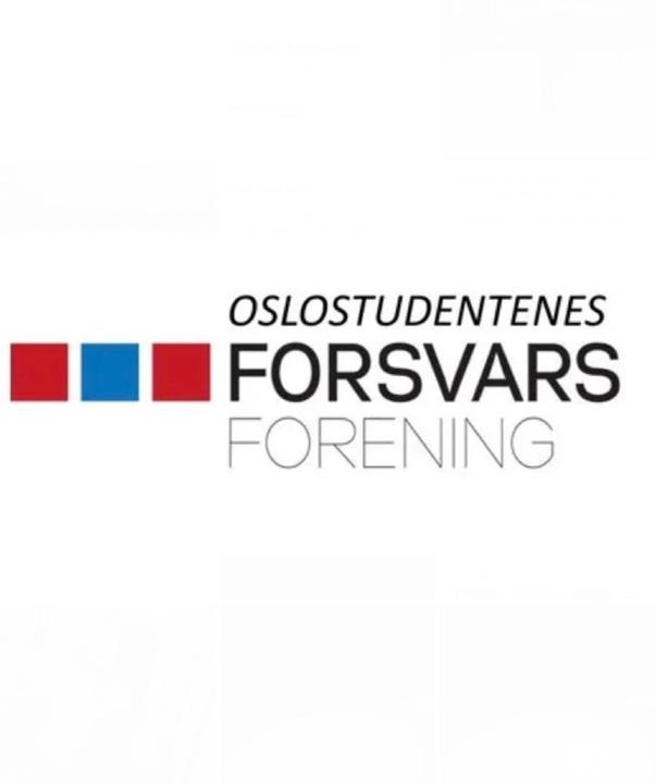 Logoen til Oslostudentenes Forsvarsforening med tre røde og blå firkanter på hvit bakgrunn.