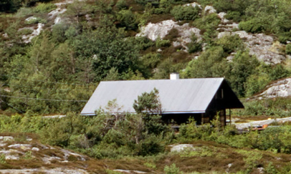 Typehytter «Strandhus» i landskapet på Hovneset, 1965. Arkitekter: Wenche og Jens Selmer