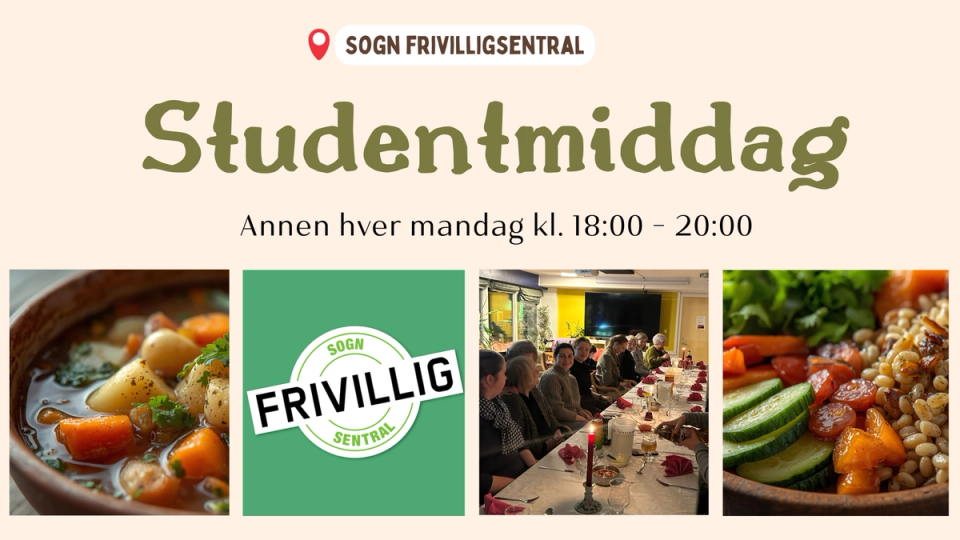 Grafikk med tekst og bilder av mat