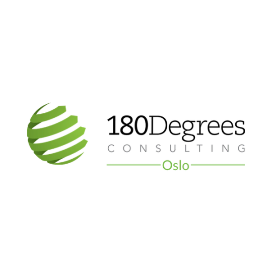 Logo for et konsulentselskap med en grønn, spiralformet jordklode til venstre og teksten «Consulting Oslo» i grått og grønt på svart bakgrunn.