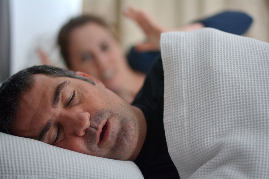 Senior man has sleep apnea causing health issues