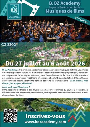 Affiche pour B.OZ Academy la première Académie de Musiques de films